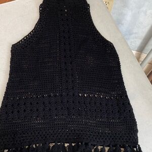 525 America Black Crochet Knit Top